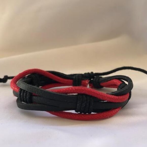 Trinidad Flag Colors Wrap Braided Leather Handmade Bracelet Adjustable Wristband - Picture 1 of 2